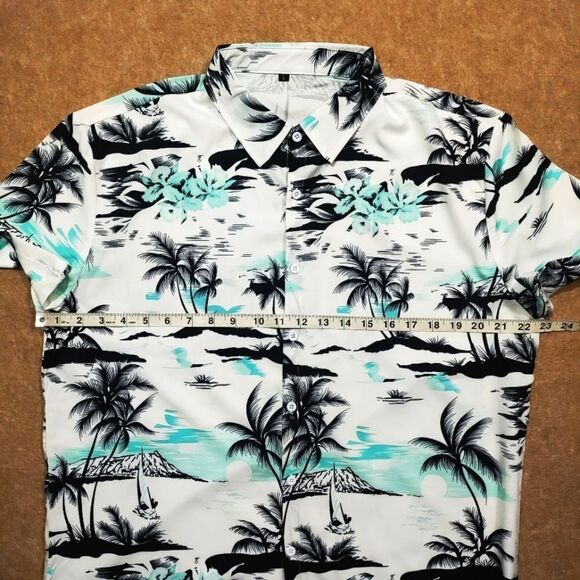 Vacation Palm Short Sleeve Button Up Shirt Mens Large #1 - Picture 4 of 6